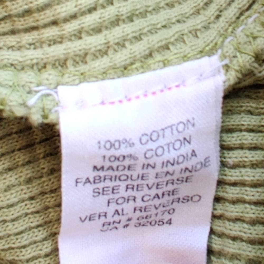VINTAGE 90s FREE PEOPLE EMBROIDERED THERMAL ZIP HOODIE In Green Size Medium - Picture 6 of 6